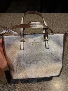 kate spade metallic rose gold tote bag